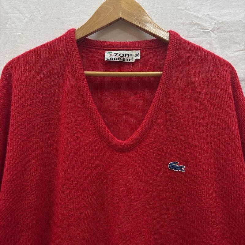 ラコステ LACOSTE ニット、セーター 長袖 IZOD 70年代 ビンテージ Vネック 長袖 ニット セーター 70s VINTAGE XL 赤 / レッド / red メンズ USED 古着 中古 50153762