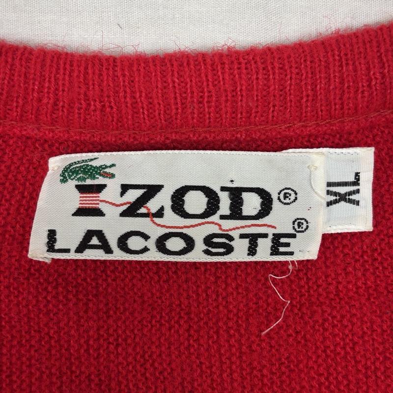 ラコステ LACOSTE ニット、セーター 長袖 IZOD 70年代 ビンテージ Vネック 長袖 ニット セーター 70s VINTAGE XL 赤 / レッド / red メンズ USED 古着 中古 50153762
