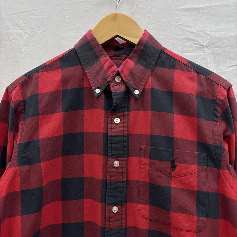 ラルフローレン RALPHLAUREN シャツ、ブラウス 長袖 バッファローチェック 長袖 ボタンダウン シャツ S 黒 / ブラック / black X 赤 / レッド / red メンズ USED 古着 中古 50153763