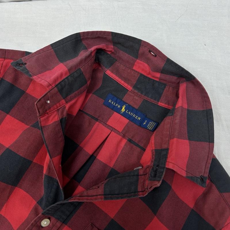 ラルフローレン RALPHLAUREN シャツ、ブラウス 長袖 バッファローチェック 長袖 ボタンダウン シャツ S 黒 / ブラック / black X 赤 / レッド / red メンズ USED 古着 中古 50153763