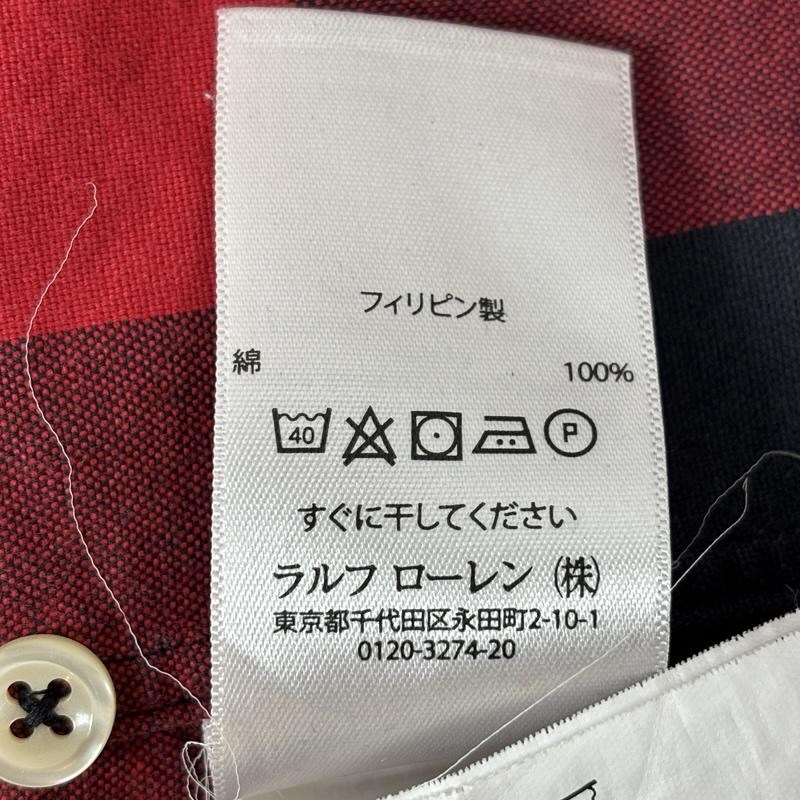 ラルフローレン RALPHLAUREN シャツ、ブラウス 長袖 バッファローチェック 長袖 ボタンダウン シャツ S 黒 / ブラック / black X 赤 / レッド / red メンズ USED 古着 中古 50153763