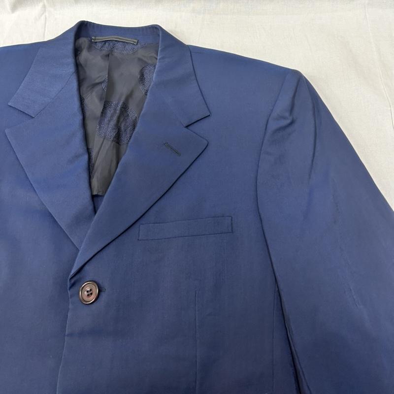 ジャンニヴェルサーチ GIANNI VERSACE スーツ スーツ ノッチドラペル ノーベント 3つボタン セットアップ ウールスーツ ネイビー グレカ柄 メデューサ - 無地 紺 / ネイビー / navy メンズ USED 古着 中古 50153764