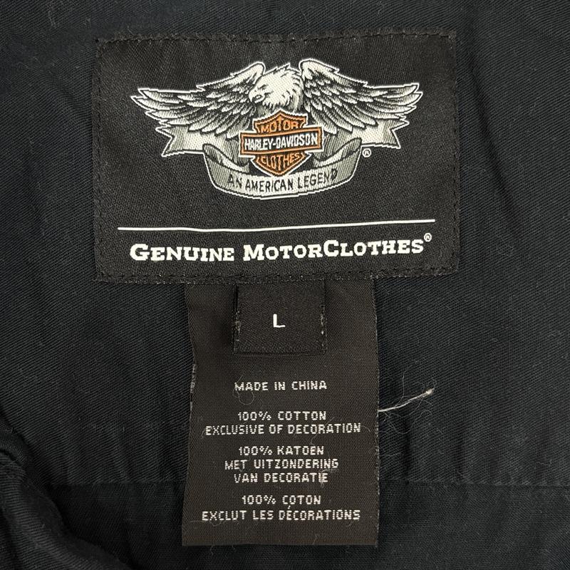 ハーレーダビッドソン Harley-Davidson シャツ、ブラウス 半袖 エンブレム ロゴ 刺繍 半袖 ワーク シャツ L メンズ USED 古着 中古 50153776