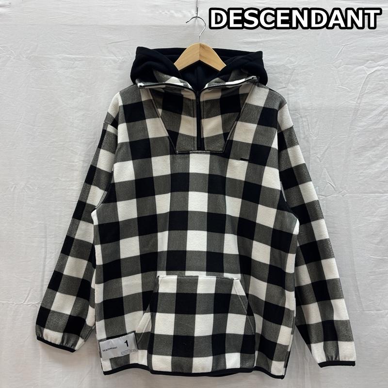ディセンダント DESCENDANT パーカー 長袖 ブロックチェック フェイクレイヤード フード フリース パーカー 182ATDS-CSM15 S 白 / ホワイト / white X 黒 / ブラック / black メンズ USED 古着 中古 50153785