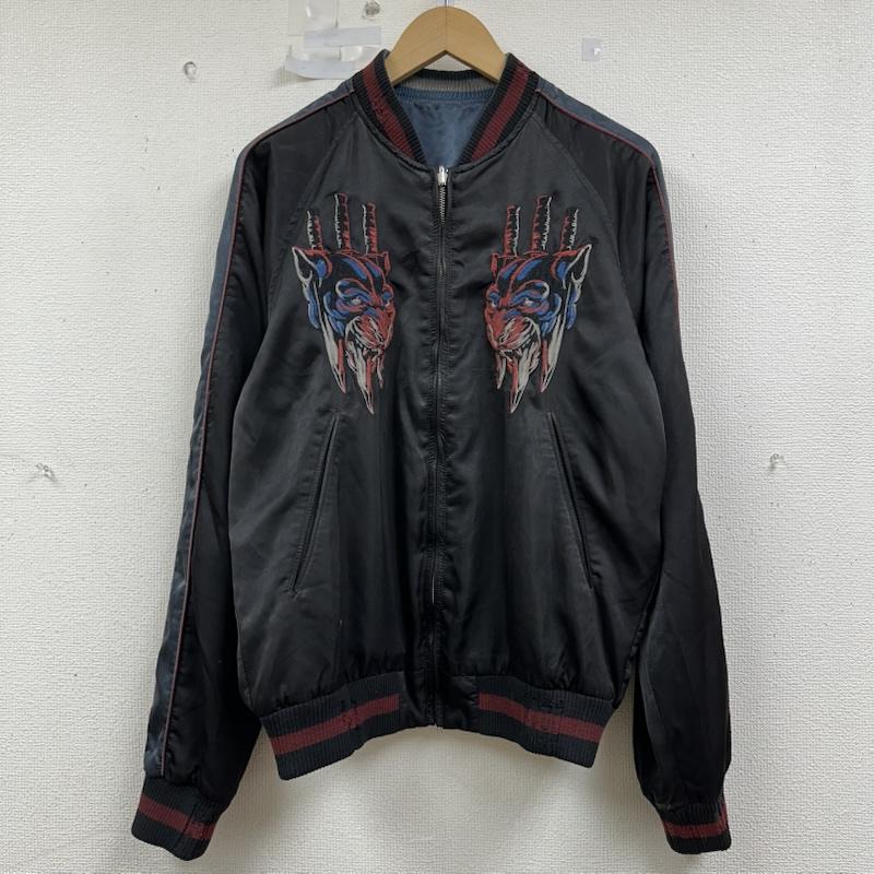ディーゼル DIESEL ジャケット、上着 ジャンパー、ブルゾン 18SS 鶴 般若 刺繍 ダメージ加工 リバーシブル スカジャン S 黒 / ブラック / black X 青 / ブルー / blue メンズ USED 古着 中古 50153786