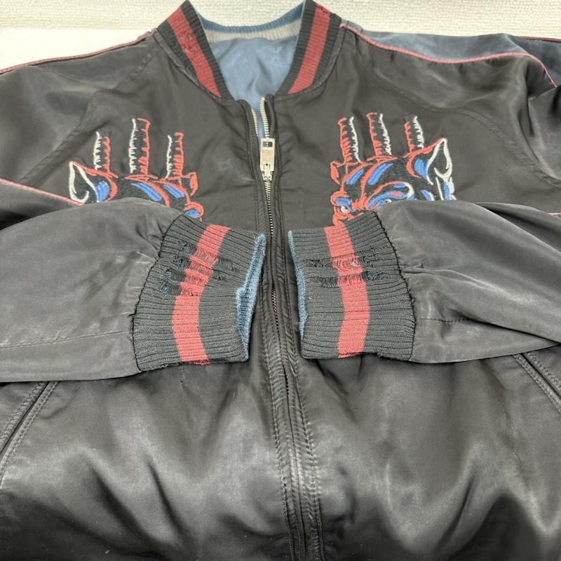 ディーゼル DIESEL ジャケット、上着 ジャンパー、ブルゾン 18SS 鶴 般若 刺繍 ダメージ加工 リバーシブル スカジャン S 黒 / ブラック / black X 青 / ブルー / blue メンズ USED 古着 中古 50153786