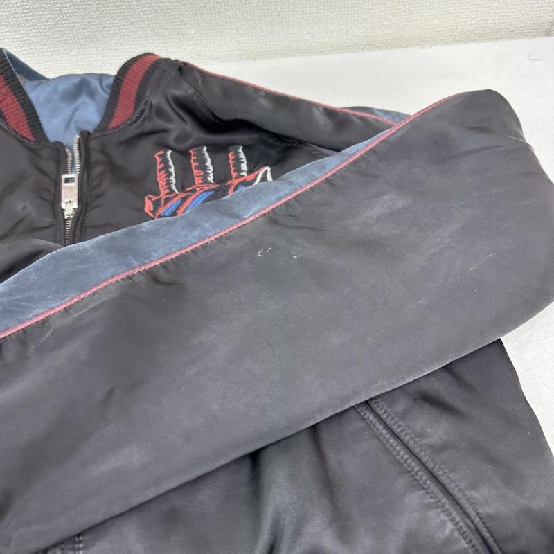 ディーゼル DIESEL ジャケット、上着 ジャンパー、ブルゾン 18SS 鶴 般若 刺繍 ダメージ加工 リバーシブル スカジャン S 黒 / ブラック / black X 青 / ブルー / blue メンズ USED 古着 中古 50153786