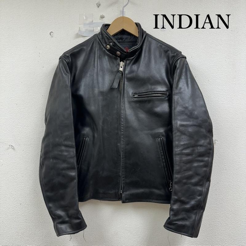 インディアン INDIAN ジャケット、上着 ライダース ステアハイド レザー シングル ライダース ジャケット 38 黒 / ブラック / black メンズ USED 古着 中古 50153793