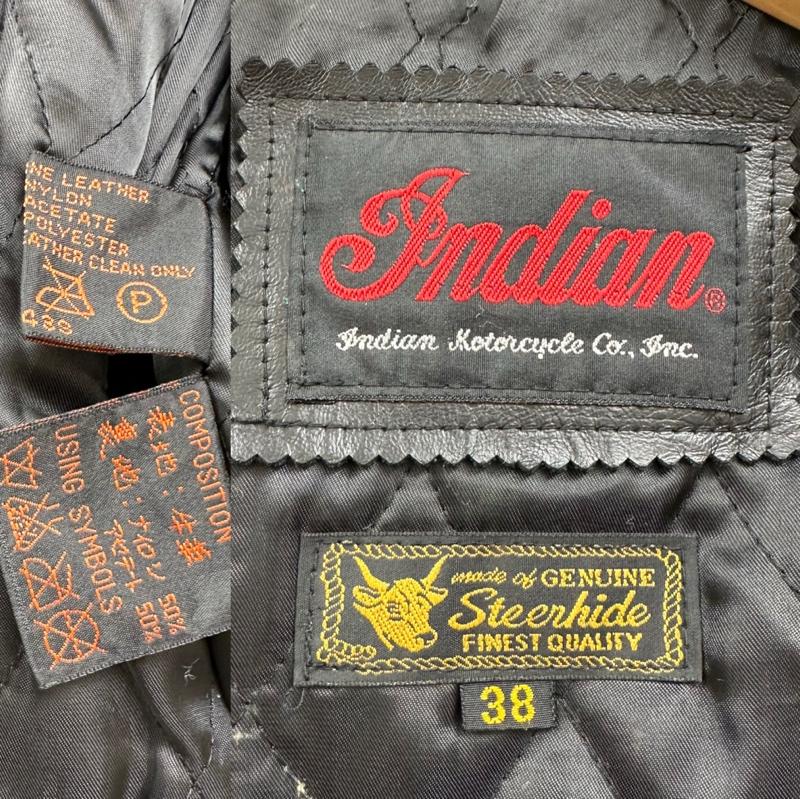 インディアン INDIAN ジャケット、上着 ライダース ステアハイド レザー シングル ライダース ジャケット 38 黒 / ブラック / black メンズ USED 古着 中古 50153793