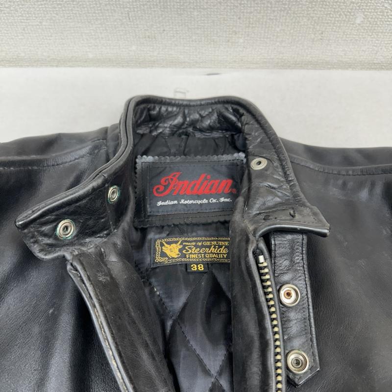 インディアン INDIAN ジャケット、上着 ライダース ステアハイド レザー シングル ライダース ジャケット 38 黒 / ブラック / black メンズ USED 古着 中古 50153793