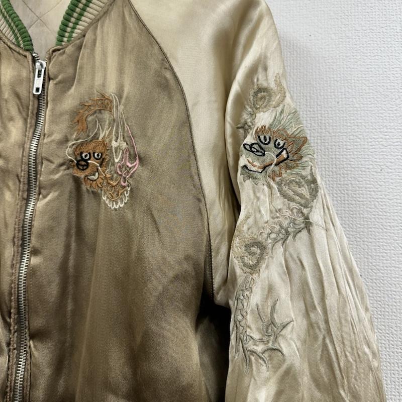 古着 USED ジャケット、上着 ジャンパー、ブルゾン 梵殷 龍 刺繍 リバーシブル キルティング スカジャン M 茶 / ブラウン / brown X ベージュ / ベージュ / beige メンズ USED 古着 中古 50153796