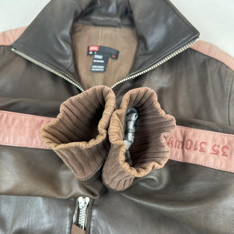 ディーゼル DIESEL ジャケット、上着 レザージャケット 00s スリーライン レザー トラック ジャケット S 茶 / ブラウン / brown メンズ USED 古着 中古 50153805