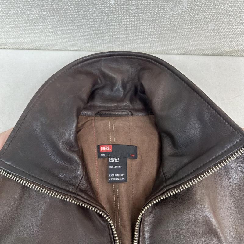 ディーゼル DIESEL ジャケット、上着 レザージャケット 00s スリーライン レザー トラック ジャケット S 茶 / ブラウン / brown メンズ USED 古着 中古 50153805