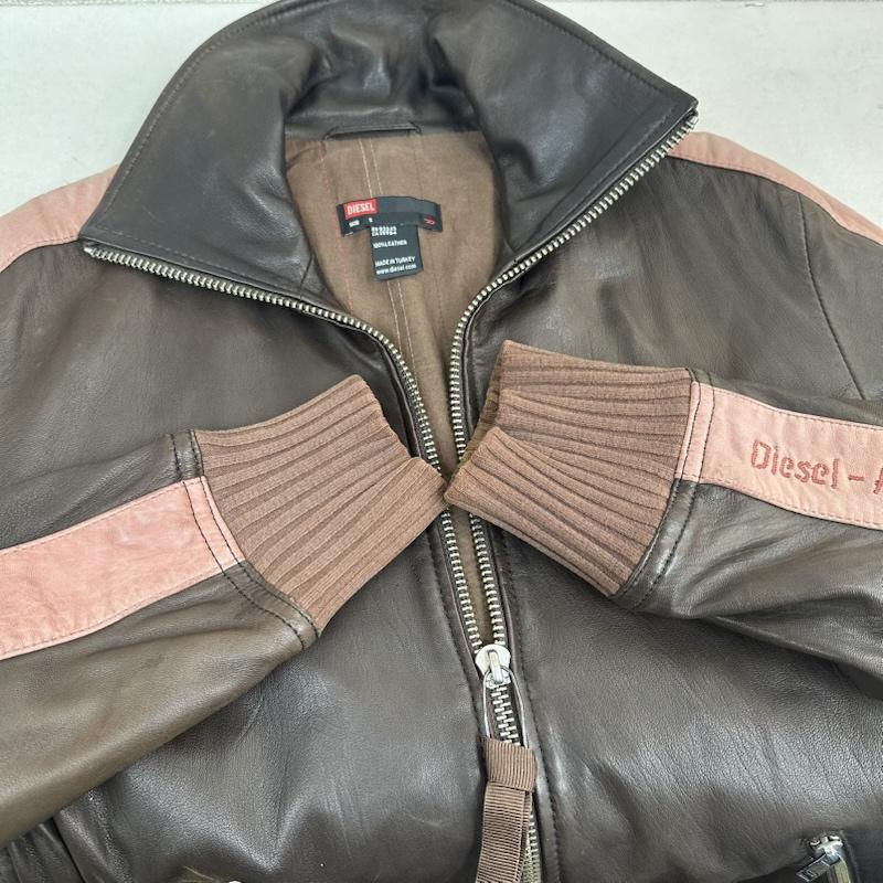 ディーゼル DIESEL ジャケット、上着 レザージャケット 00s スリーライン レザー トラック ジャケット S 茶 / ブラウン / brown メンズ USED 古着 中古 50153805