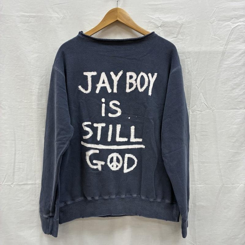キャプテンズヘルム Captains Helm トレーナー 長袖 STILL GOD AGING SWEAT ピグメントダイ カットオフ スウェット トレーナー CH17 AW-T08 L ダメージ加工 X ロゴ、文字 紺 / ネイビー / navy メンズ USED 古着 中古 50153815