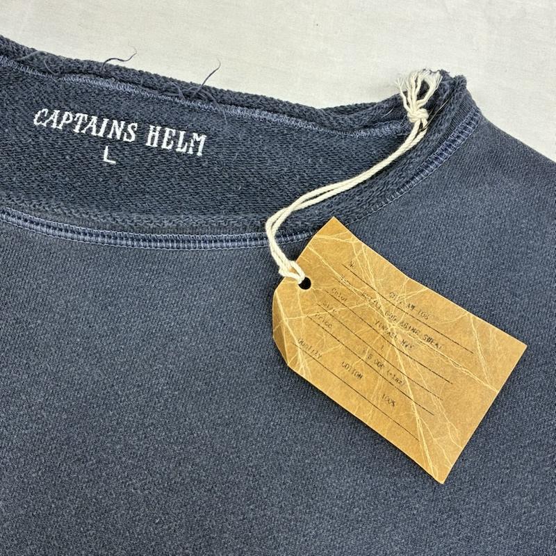 キャプテンズヘルム Captains Helm トレーナー 長袖 STILL GOD AGING SWEAT ピグメントダイ カットオフ スウェット トレーナー CH17 AW-T08 L ダメージ加工 X ロゴ、文字 紺 / ネイビー / navy メンズ USED 古着 中古 50153815
