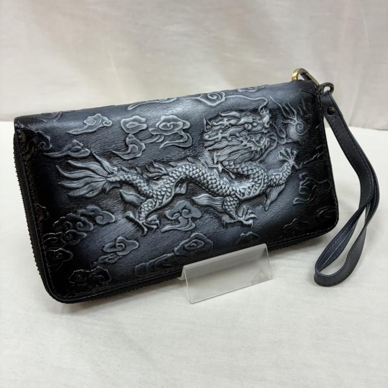古着 USED 財布 長財布 フルベジタブル タンニング レザー ロング ウォレット ラウンドファスナー 龍 ドラゴン 長財布 - メンズ USED 古着 中古 50153824