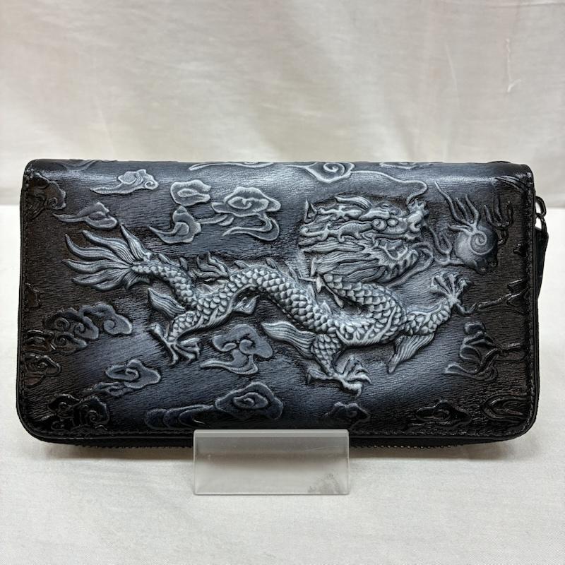 古着 USED 財布 長財布 フルベジタブル タンニング レザー ロング ウォレット ラウンドファスナー 龍 ドラゴン 長財布 - メンズ USED 古着 中古 50153824
