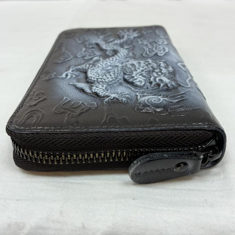 古着 USED 財布 長財布 フルベジタブル タンニング レザー ロング ウォレット ラウンドファスナー 龍 ドラゴン 長財布 - メンズ USED 古着 中古 50153824