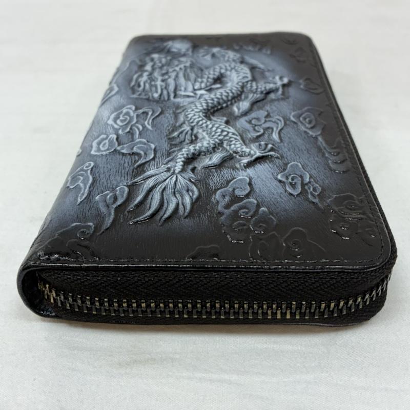 古着 USED 財布 長財布 フルベジタブル タンニング レザー ロング ウォレット ラウンドファスナー 龍 ドラゴン 長財布 - メンズ USED 古着 中古 50153824