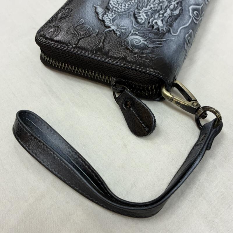 古着 USED 財布 長財布 フルベジタブル タンニング レザー ロング ウォレット ラウンドファスナー 龍 ドラゴン 長財布 - メンズ USED 古着 中古 50153824