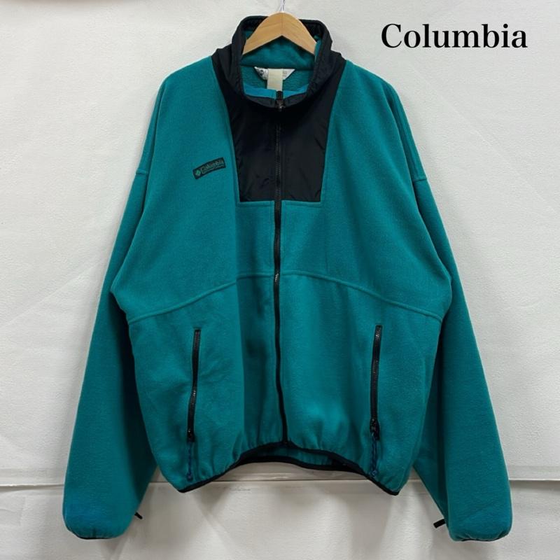 コロンビア Columbia ジャケット、上着 ジャンパー、ブルゾン フリース ジャケット USA製 ロゴ ヴィンテージ - 無地 X ワンポイント X ロゴ、文字 緑 / グリーン / green X 黒 / ブラック / black メンズ USED 古着 中古 50153831