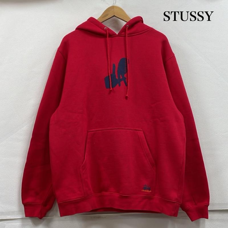 ステューシー STUSSY パーカー 長袖 LA プリント プルオーバー フーディー パーカー ロサンゼルス ヴィンテージ オールド OLD L プリント 赤 / レッド / red X 紺 / ネイビー / navy メンズ USED 古着 中古 50153832