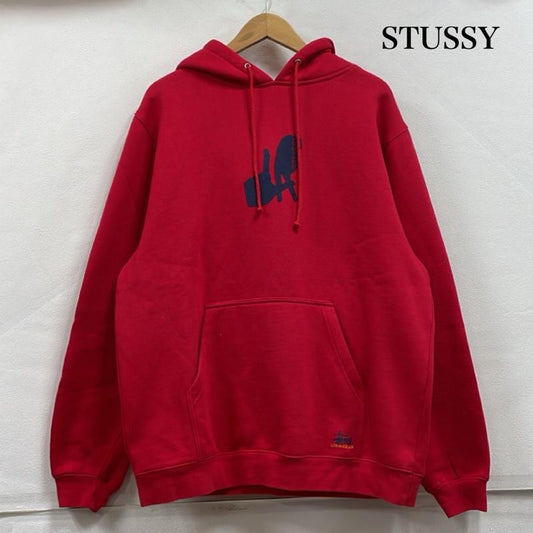 ステューシー STUSSY パーカー 長袖 LA プリント プルオーバー フーディー パーカー ロサンゼルス ヴィンテージ オールド OLD L プリント 赤 / レッド / red X 紺 / ネイビー / navy メンズ USED 古着 中古 50153832