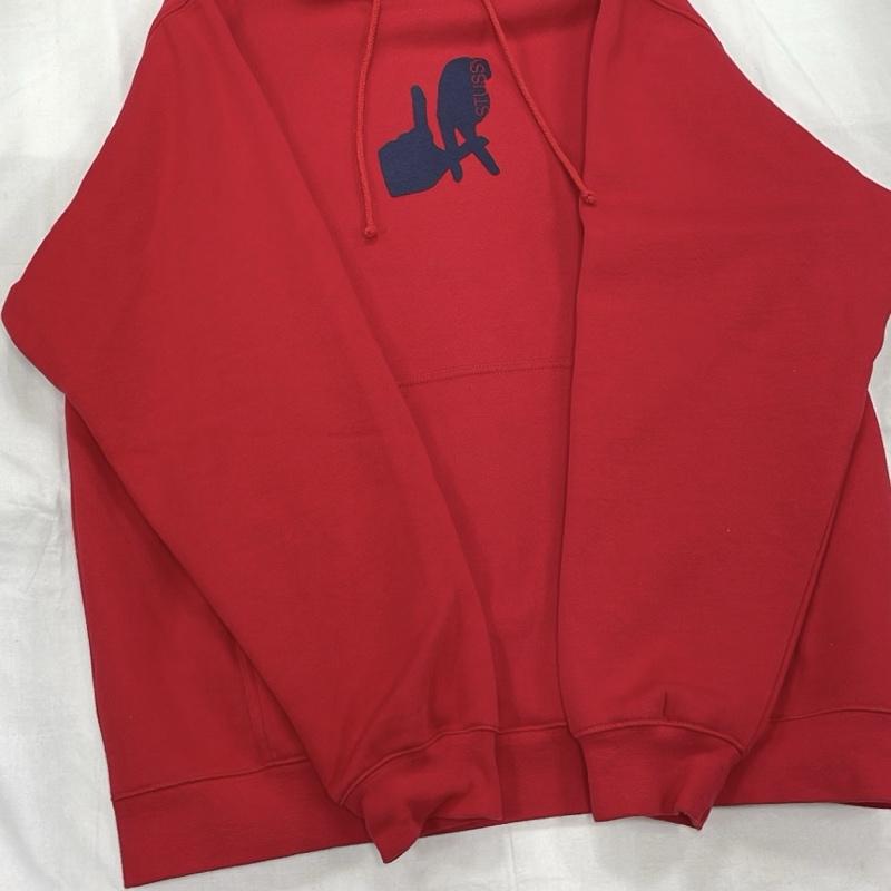 ステューシー STUSSY パーカー 長袖 LA プリント プルオーバー フーディー パーカー ロサンゼルス ヴィンテージ オールド OLD L プリント 赤 / レッド / red X 紺 / ネイビー / navy メンズ USED 古着 中古 50153832