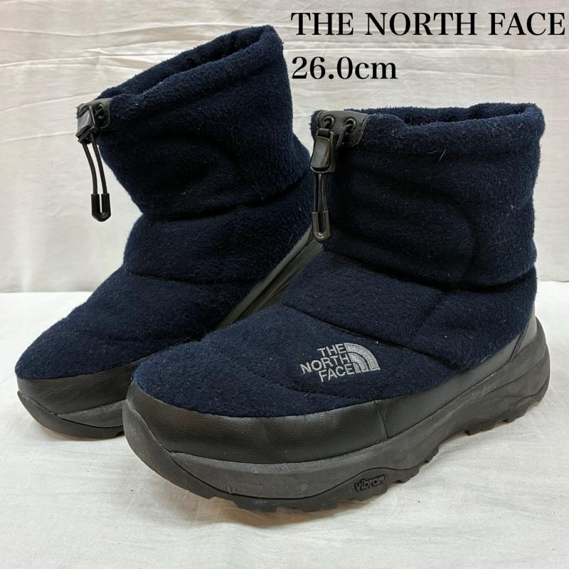 ザノースフェイス THE NORTH FACE ブーツ ショートブーツ NUPTSE BOOTIE WOOL V SHORT ヌプシ ブーティー ウール V ショート NF51979 26.0cm ロゴ、文字 X 刺繍 紺 / ネイビー / navy メンズ USED 古着 中古 50153841