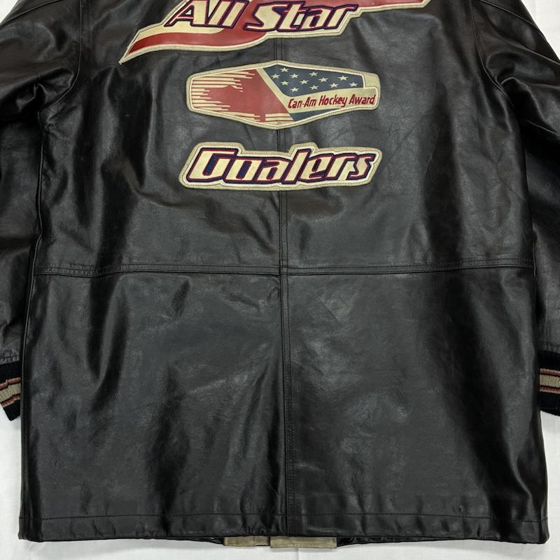 アヴィレックス AVIREX ジャケット、上着 ジャンパー、ブルゾン 90s ALL STAR GOALERS オール レザー ヴァーシティ ジャケット ホッケー アワード スタジャン M ロゴ、文字 メンズ USED 古着 中古 50153850