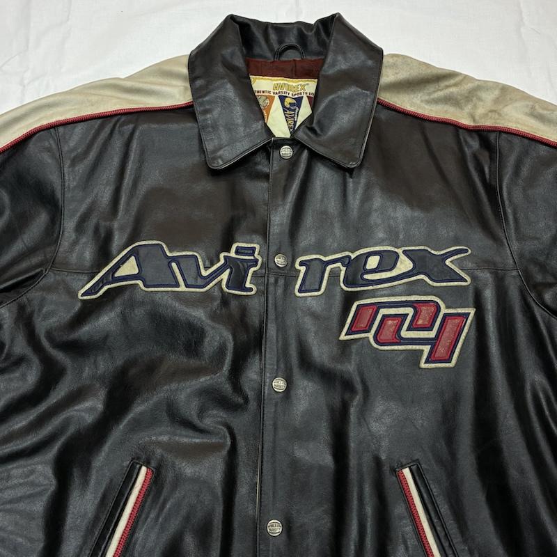 アヴィレックス AVIREX ジャケット、上着 ジャンパー、ブルゾン 90s ALL STAR GOALERS オール レザー ヴァーシティ ジャケット ホッケー アワード スタジャン M ロゴ、文字 メンズ USED 古着 中古 50153850
