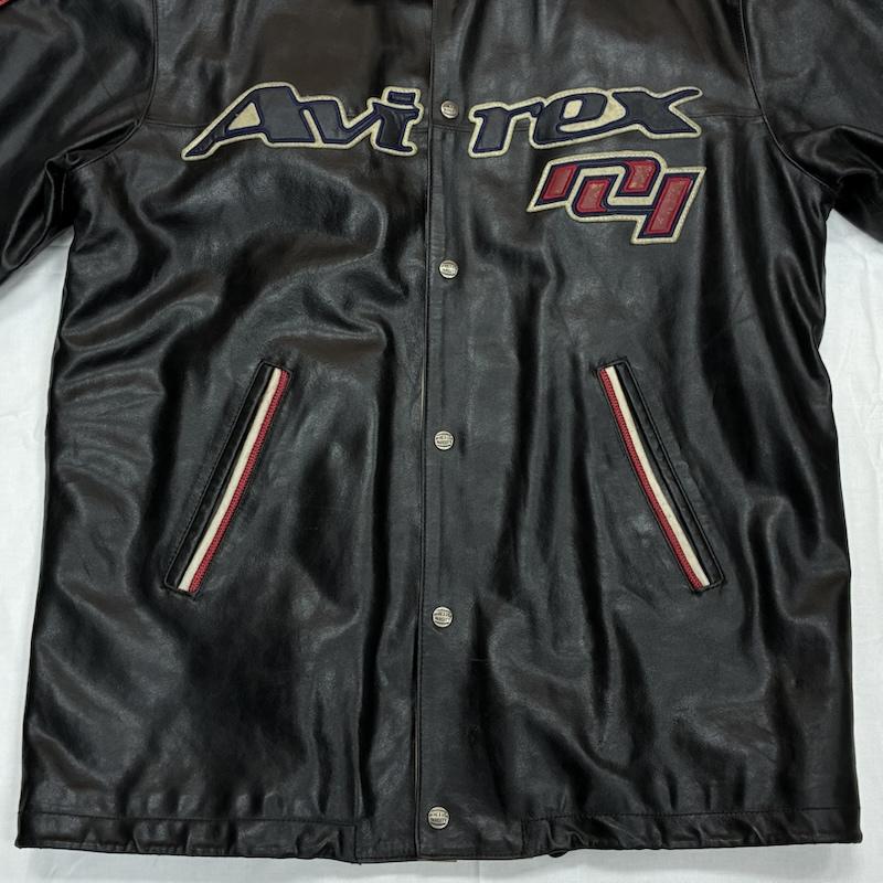 アヴィレックス AVIREX ジャケット、上着 ジャンパー、ブルゾン 90s ALL STAR GOALERS オール レザー ヴァーシティ ジャケット ホッケー アワード スタジャン M ロゴ、文字 メンズ USED 古着 中古 50153850