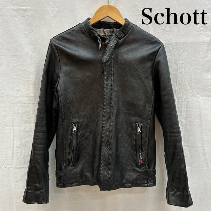 ショット schott ジャケット、上着 ジャンパー、ブルゾン CLASSIC RACER JACKET クラシック レーサー レザー ジャケット 3101010 シングル ライダース S ワンポイント X ロゴ、文字 X チェック 黒 / ブラック / black メンズ USED 古着 中古 50153851