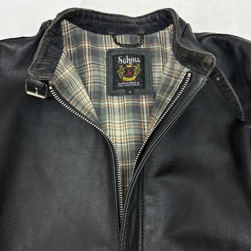 ショット schott ジャケット、上着 ジャンパー、ブルゾン CLASSIC RACER JACKET クラシック レーサー レザー ジャケット 3101010 シングル ライダース S ワンポイント X ロゴ、文字 X チェック 黒 / ブラック / black メンズ USED 古着 中古 50153851