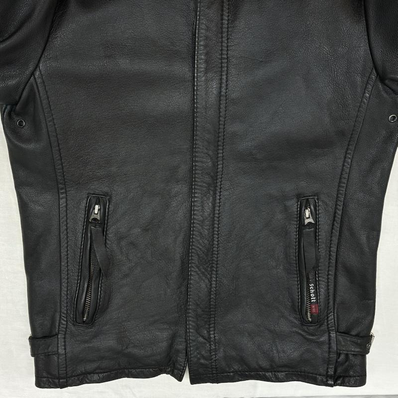 ショット schott ジャケット、上着 ジャンパー、ブルゾン CLASSIC RACER JACKET クラシック レーサー レザー ジャケット 3101010 シングル ライダース S ワンポイント X ロゴ、文字 X チェック 黒 / ブラック / black メンズ USED 古着 中古 50153851