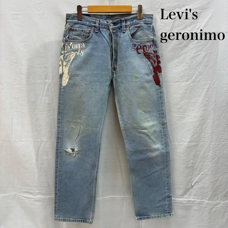 リーバイス Levi s パンツ デニム、ジーンズ 501 メキシコ製 00s ジェロニモ geronimo ペイント ストレート デニムパンツ 32インチ ロゴ、文字 メンズ USED 古着 中古 50153852
