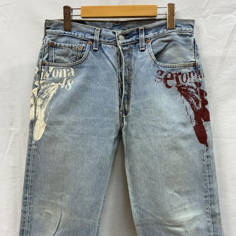 リーバイス Levi s パンツ デニム、ジーンズ 501 メキシコ製 00s ジェロニモ geronimo ペイント ストレート デニムパンツ 32インチ ロゴ、文字 メンズ USED 古着 中古 50153852
