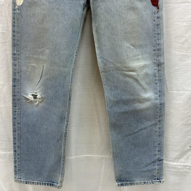 リーバイス Levi s パンツ デニム、ジーンズ 501 メキシコ製 00s ジェロニモ geronimo ペイント ストレート デニムパンツ 32インチ ロゴ、文字 メンズ USED 古着 中古 50153852
