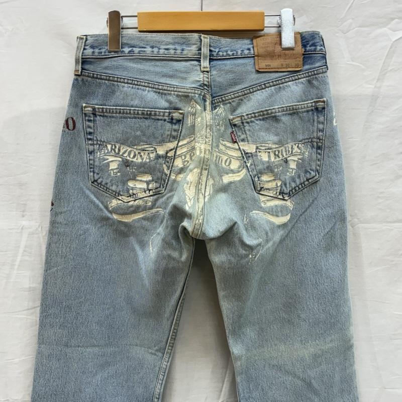 リーバイス Levi s パンツ デニム、ジーンズ 501 メキシコ製 00s ジェロニモ geronimo ペイント ストレート デニムパンツ 32インチ ロゴ、文字 メンズ USED 古着 中古 50153852