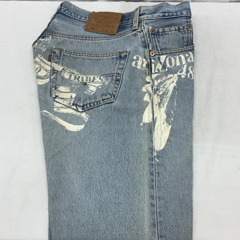 リーバイス Levi s パンツ デニム、ジーンズ 501 メキシコ製 00s ジェロニモ geronimo ペイント ストレート デニムパンツ 32インチ ロゴ、文字 メンズ USED 古着 中古 50153852