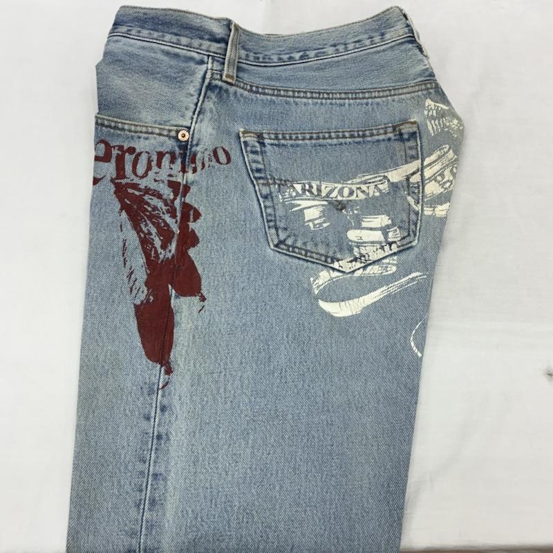 リーバイス Levi s パンツ デニム、ジーンズ 501 メキシコ製 00s ジェロニモ geronimo ペイント ストレート デニムパンツ 32インチ ロゴ、文字 メンズ USED 古着 中古 50153852