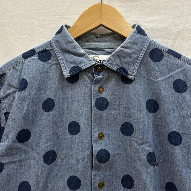 ヴィヴィアンウエストウッドマン Vivienne Westwood MAN シャツ、ブラウス 長袖 ドット柄 シャンブレー 長袖 シャツ オーブロゴ 刺繍 VW-WR-73211 50 ドット メンズ USED 古着 中古 50153864