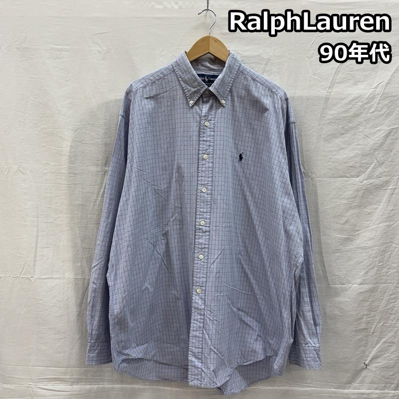 ラルフローレン RALPHLAUREN シャツ、ブラウス 長袖 90年代 ビンテージ BLAKE チェック柄 ビッグサイズ 長袖 ボタンダウン シャツ 90s VINTAGE XL チェック メンズ USED 古着 中古 50153878