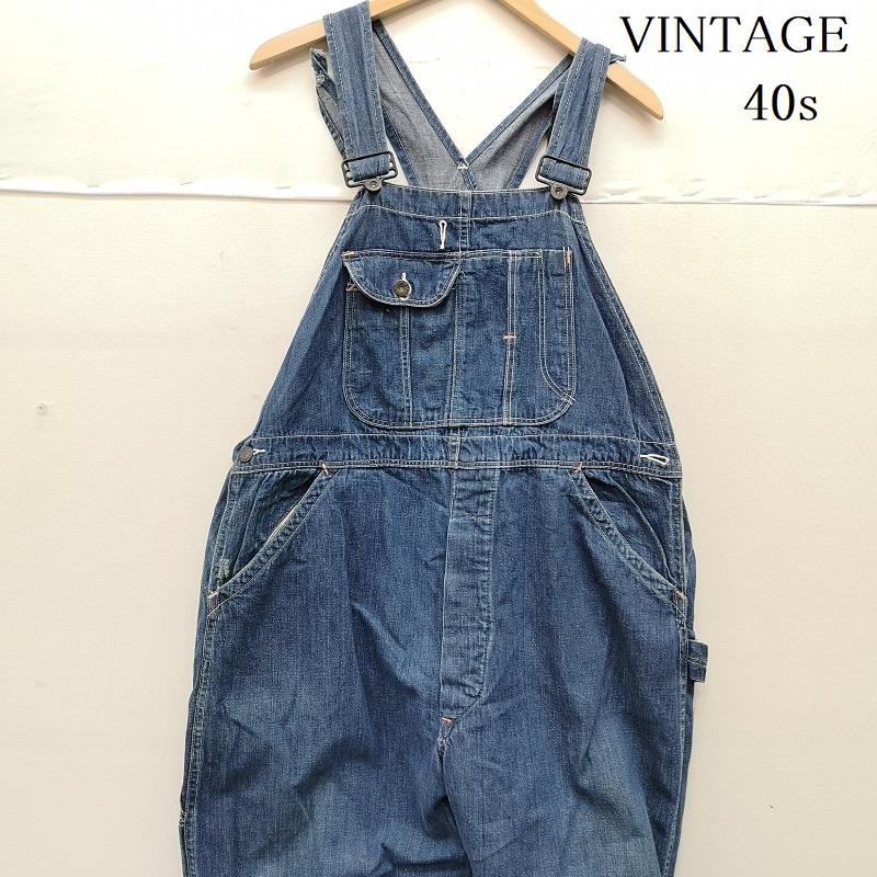 ヴィンテージ VINTAGE サロペット・オーバーオール サロペット、オーバーオール 40s 大戦モデル デニム オーバーオール 月桂樹 ドーナツ ボタン PARVA 金具 インディゴ / インディゴ / Indigo メンズ USED 古着 中古 50153911