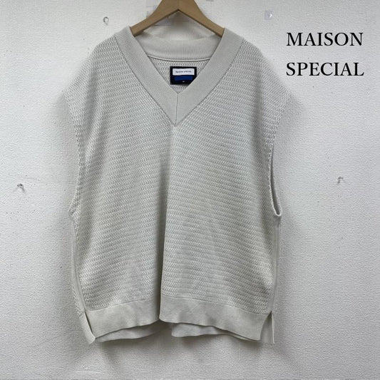 メゾンスペシャル MAISON SPECIAL ベスト ベスト ハイ ツイスト ハニカム オーバー サイズ V ネック ニット ベスト 11201361306 M 白 / ホワイト / white メンズ USED 古着 中古 50153918