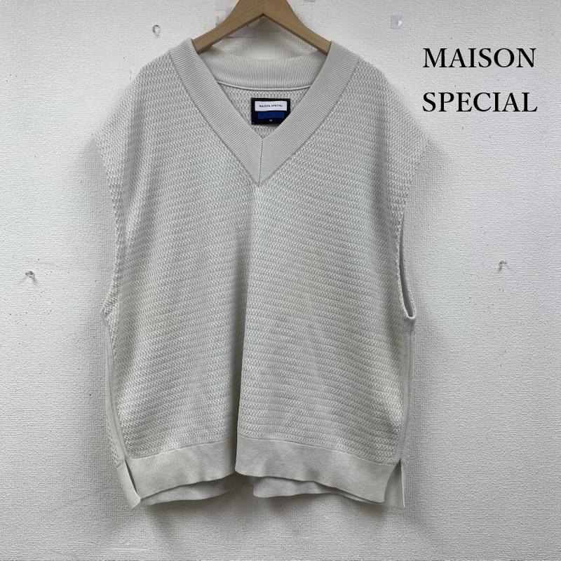 メゾンスペシャル MAISON SPECIAL ベスト ベスト ハイ ツイスト ハニカム オーバー サイズ V ネック ニット ベスト 11201361306 M 白 / ホワイト / white メンズ USED 古着 中古 50153918
