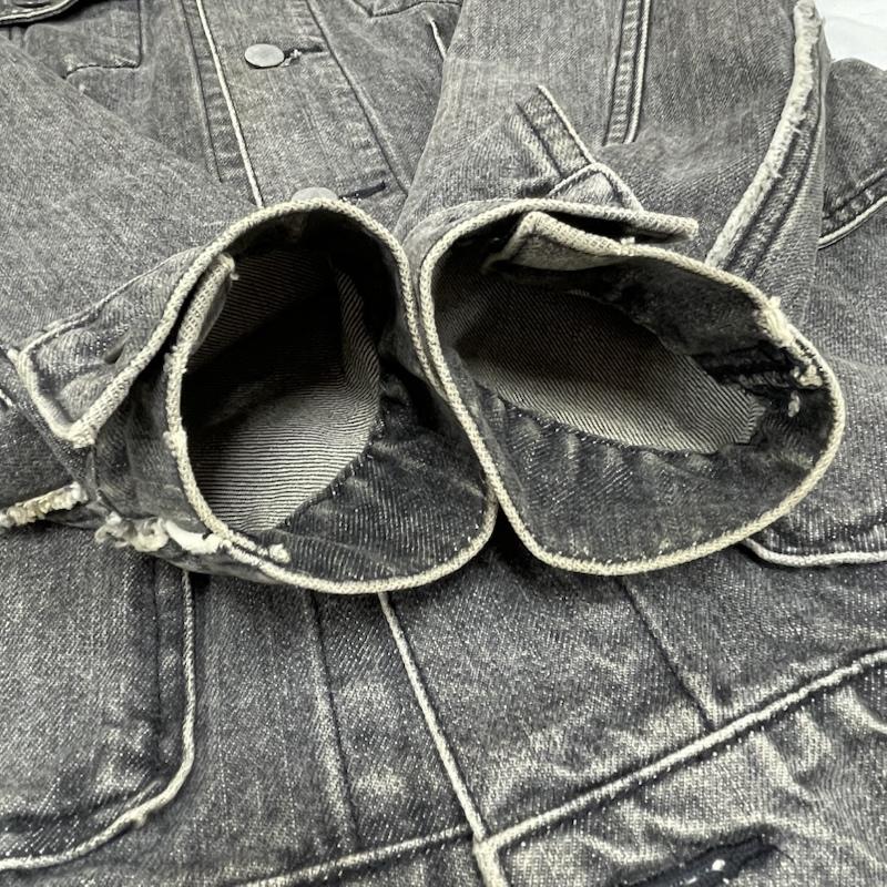 コムデギャルソン COMME des GARCONS ジャケット、上着 ジャケット、ブレザー tricot トリコ ブラック デニム ジャケット ビーズ 刺繍 フラワー 花柄 ノーカラー グランジ M 無地 X 刺繍 黒 / ブラック / black レディース USED 古着 中古 50153980