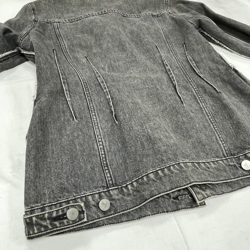 コムデギャルソン COMME des GARCONS ジャケット、上着 ジャケット、ブレザー tricot トリコ ブラック デニム ジャケット ビーズ 刺繍 フラワー 花柄 ノーカラー グランジ M 無地 X 刺繍 黒 / ブラック / black レディース USED 古着 中古 50153980