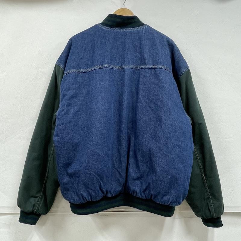 古着 USED ジャケット、上着 ジャンパー、ブルゾン CREST SIGNATURE COLLECTION スタジャン デニム ブルゾン ボンバー ジャケット L 無地 インディゴ / インディゴ / Indigo X 緑 / グリーン / green メンズ USED 古着 中古 50153981